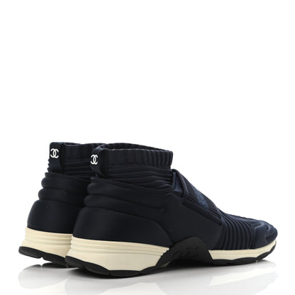Chanel Stretch Fabric CC Sneakers 39 Blue 3 of 4
