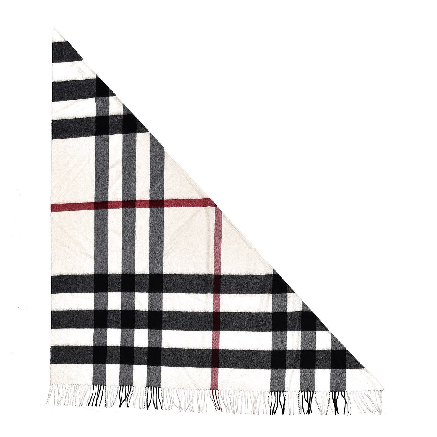 Cashmere Check Bandana Scarf Natural White