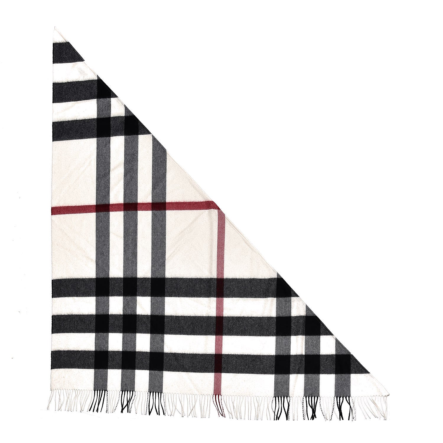 Burberry Cashmere Check Bandana Scarf Natural White 1 of 3