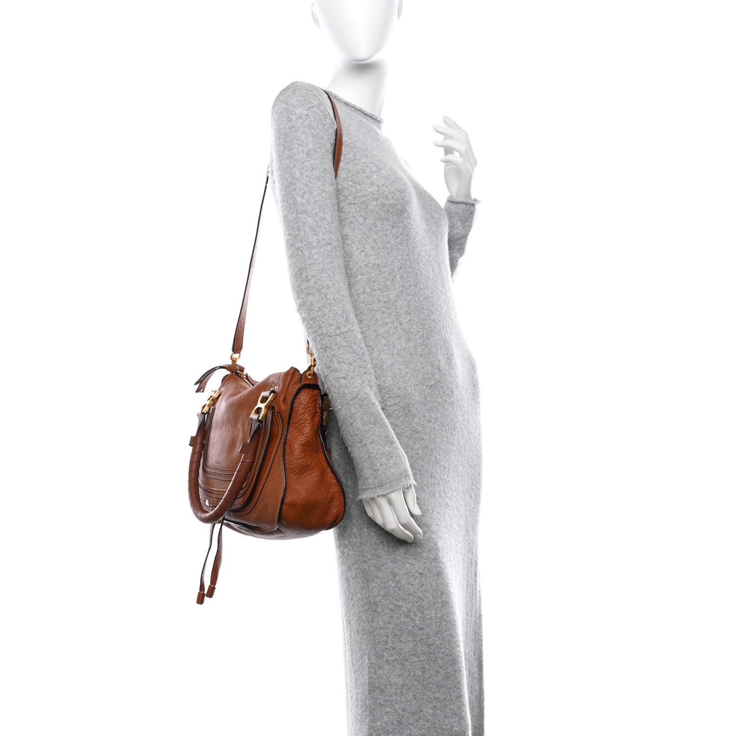 Chloe Calfskin Medium Marcie Satchel Tan 2 of 13
