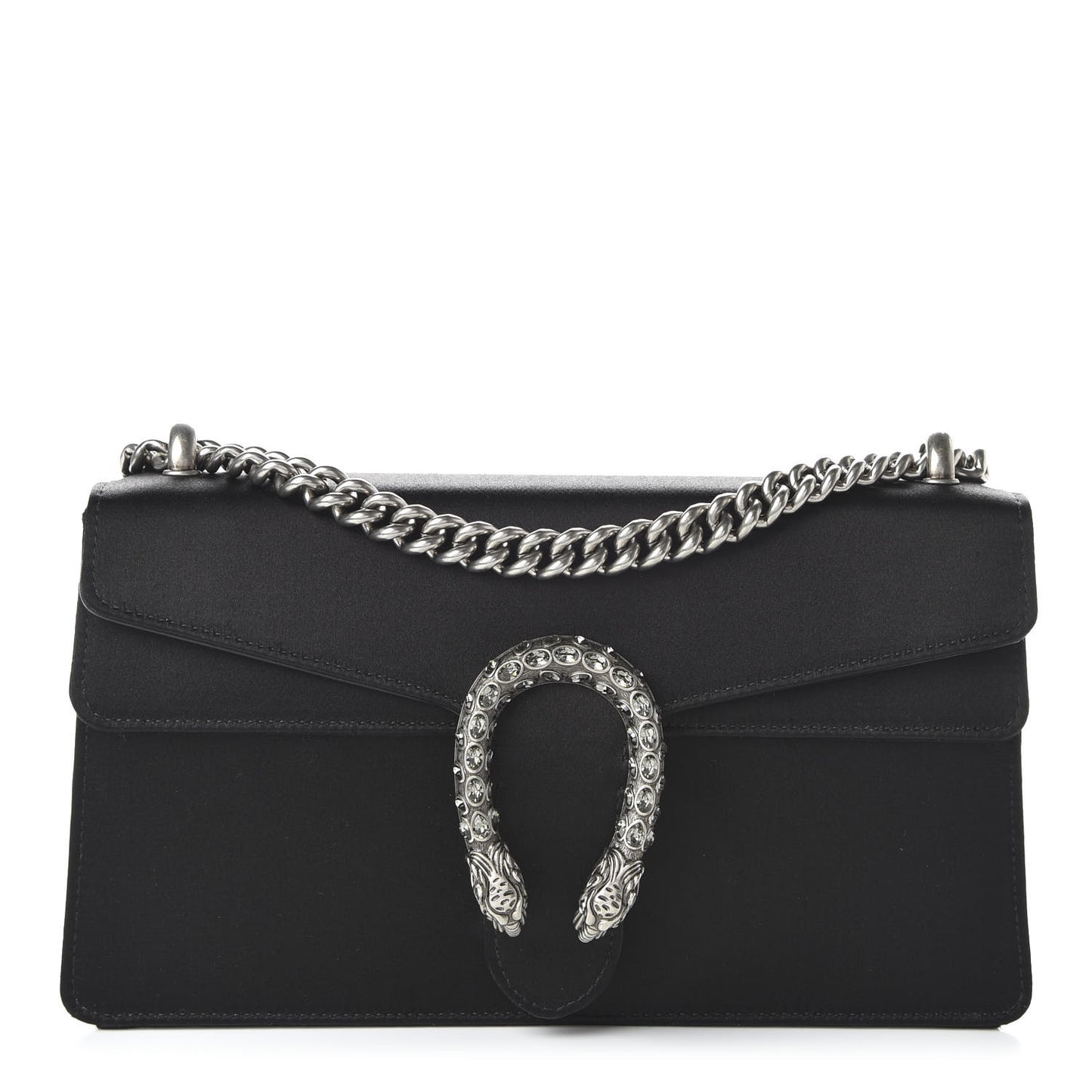 Satin Silk Crystal Small Dionysus Shoulder Bag Black Black Diamond