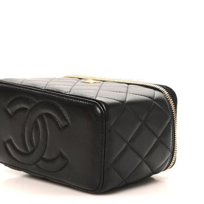 Chanel Lambskin Quilted Pearl Crush Small Vanity Case With Chain Black 10 of 11
