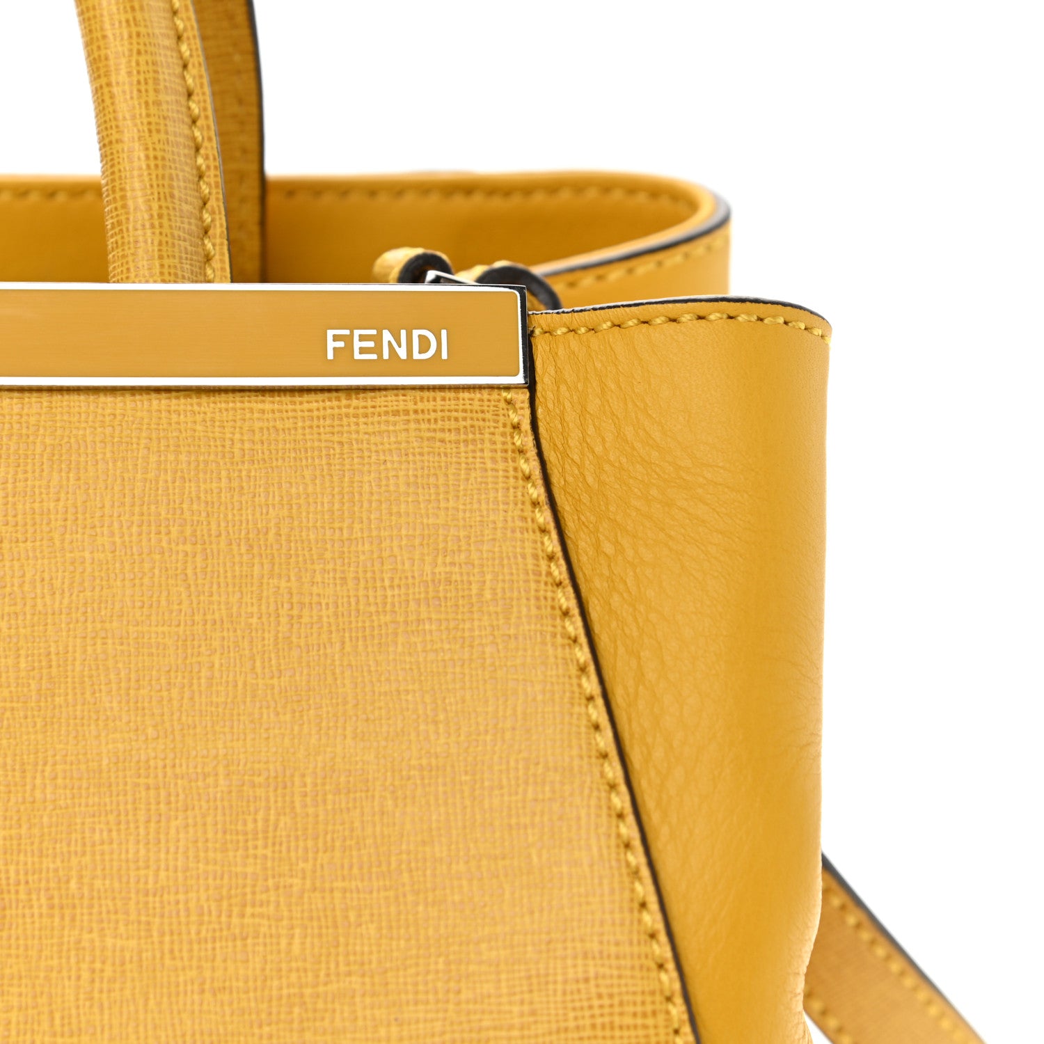 Fendi Vitello Elite Petite 2Jours Tote Yellow Chantilly 9 of 9