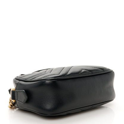 Gucci Calfskin Matelasse Mini GG Marmont Chain Shoulder Bag Black 4 of 12