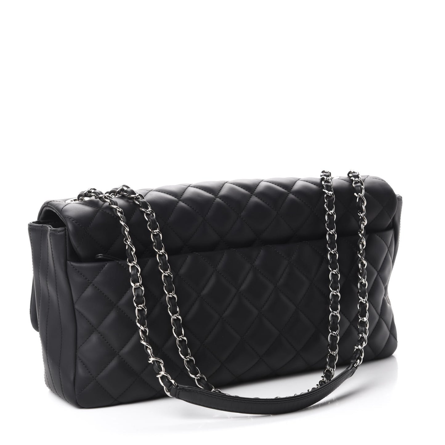 Rubber Quilted Lambskin Maxi Coco Rain Flap Black