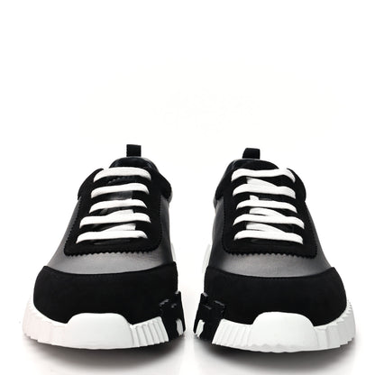 Hermes Goatskin Suede Goatskin Bouncing Sneakers 41 Black 2 of 9