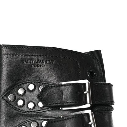 Saint Laurent Smooth Calfskin Studded Strap Rangers Boots 36 Black 20 of 20
