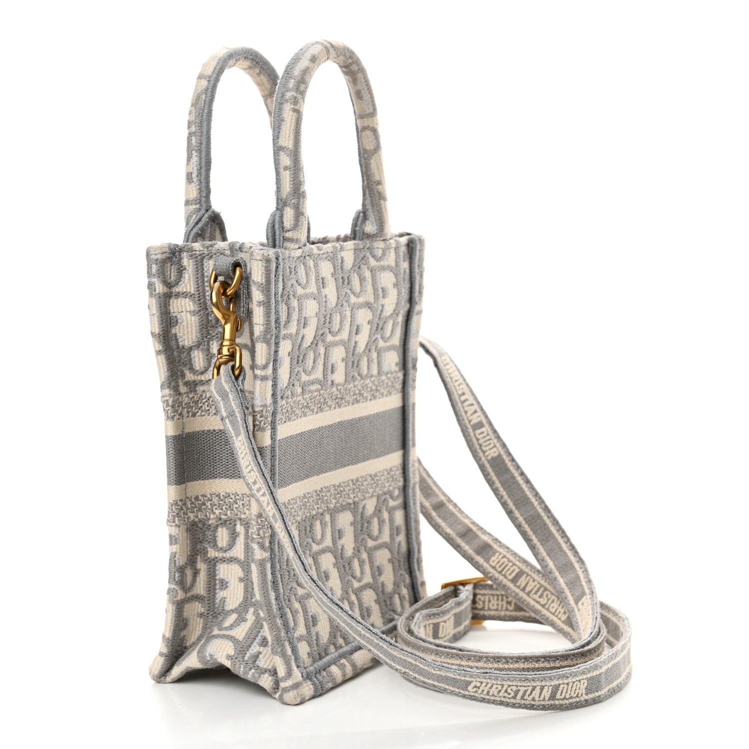 Christian Dior Oblique Mini Book Tote Phone Bag Grey 3 of 12