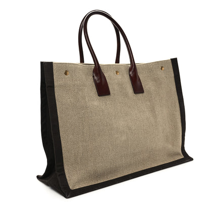 Saint Laurent Linen Calfskin Rive Gauche Tote Natural 3 of 11