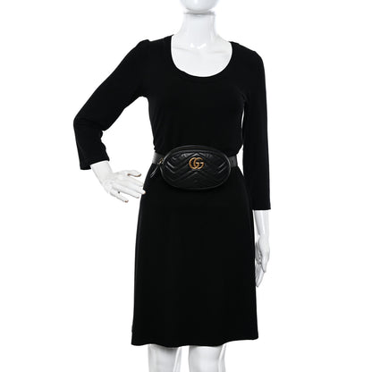 Gucci Calfskin Matelasse GG Marmont Belt Bag 75 30 Black 2 of 16