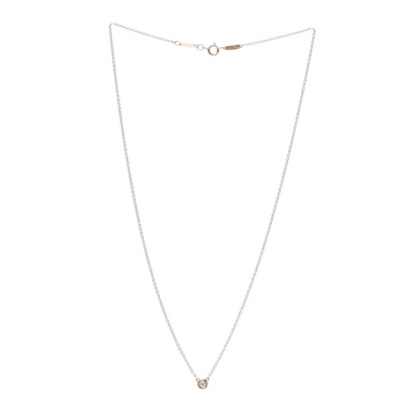 18K Rose Gold Diamond .09ct Elsa Peretti Diamonds by the Yard Pendant Necklace