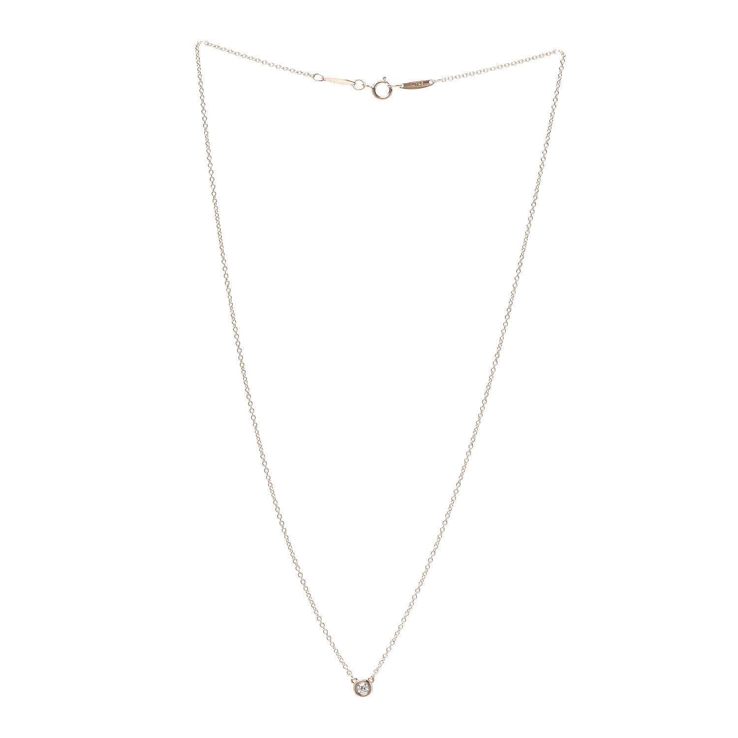 Tiffany 18K Rose Gold Diamond .09ct Elsa Peretti Diamonds by the Yard Pendant Necklace 3 of 5