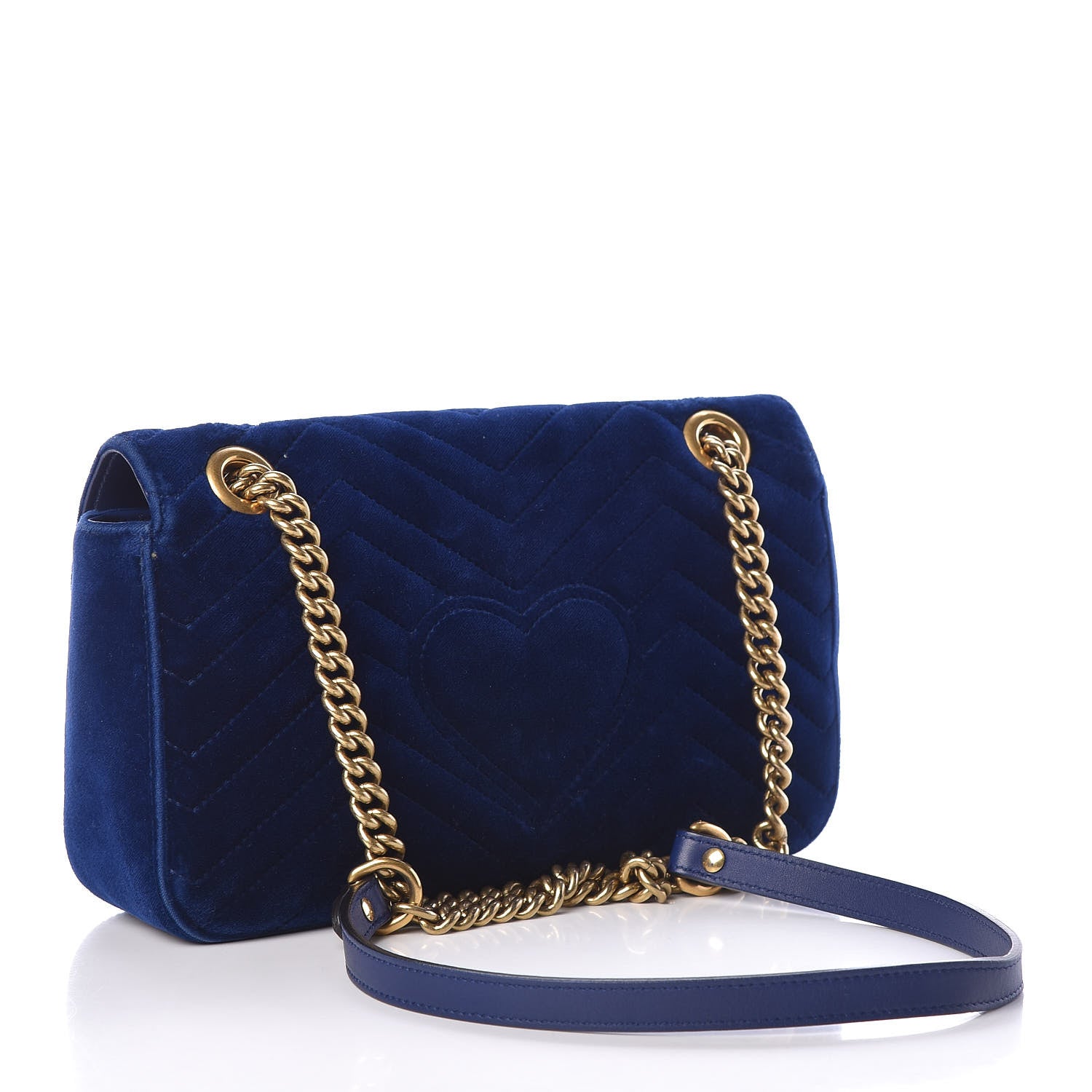 Gucci Velvet Matelasse Small GG Marmont Shoulder Bag Cobalt Blue 3 of 20