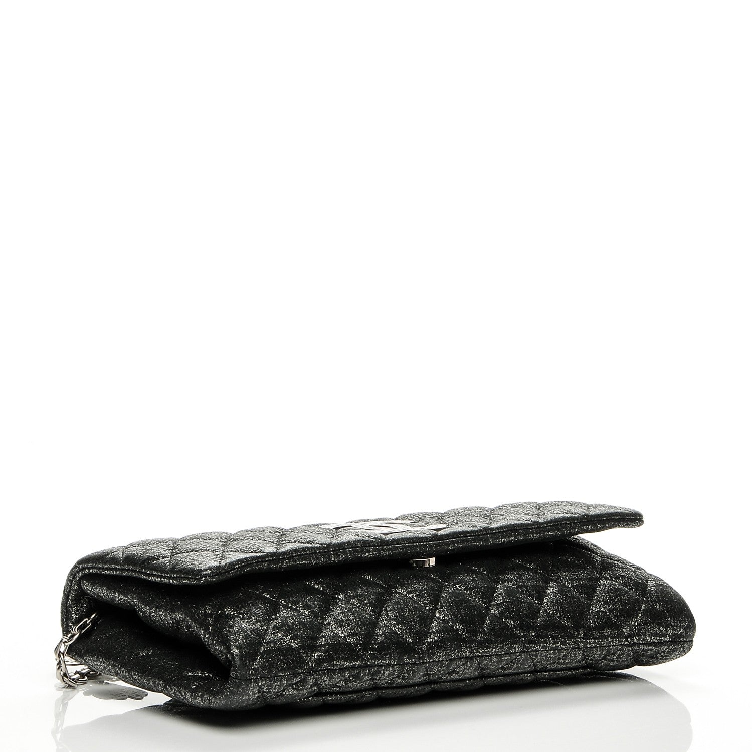 Chanel Glitter Fabric Quilted Flap Clutch With Butterfly Chain Black 4 of 7