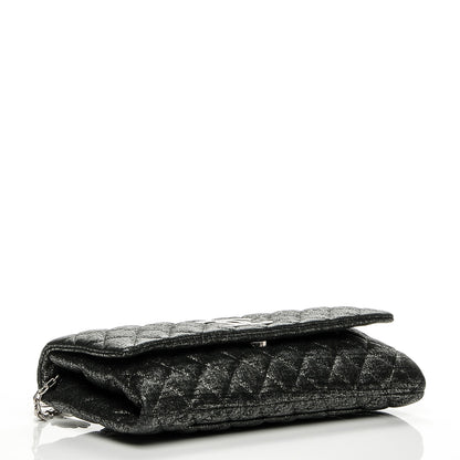 Chanel Glitter Fabric Quilted Flap Clutch With Butterfly Chain Black 4 of 7