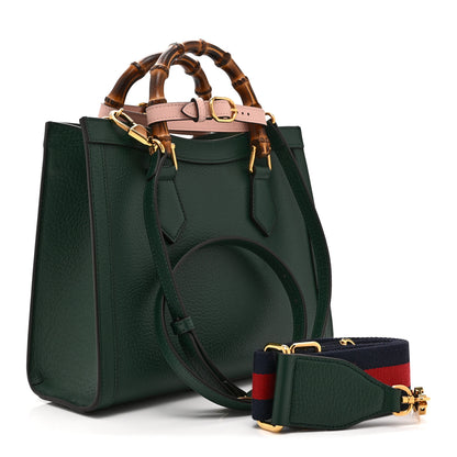 Gucci Wonka Grain Calfskin Small Diana Tote Bag Vintage Green Powder Pink 3 of 10