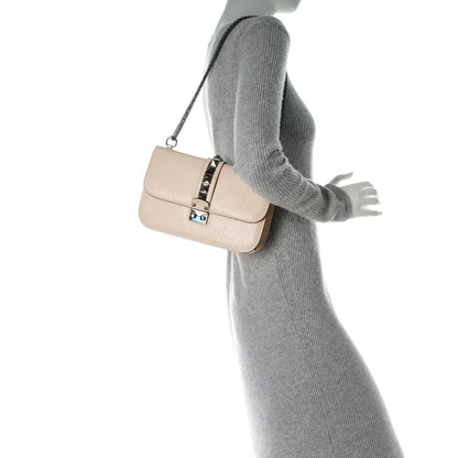 Valentino Garavani Craquele Calfskin Medium Glam Lock Rockstud Flap Light Ivory 2 of 7