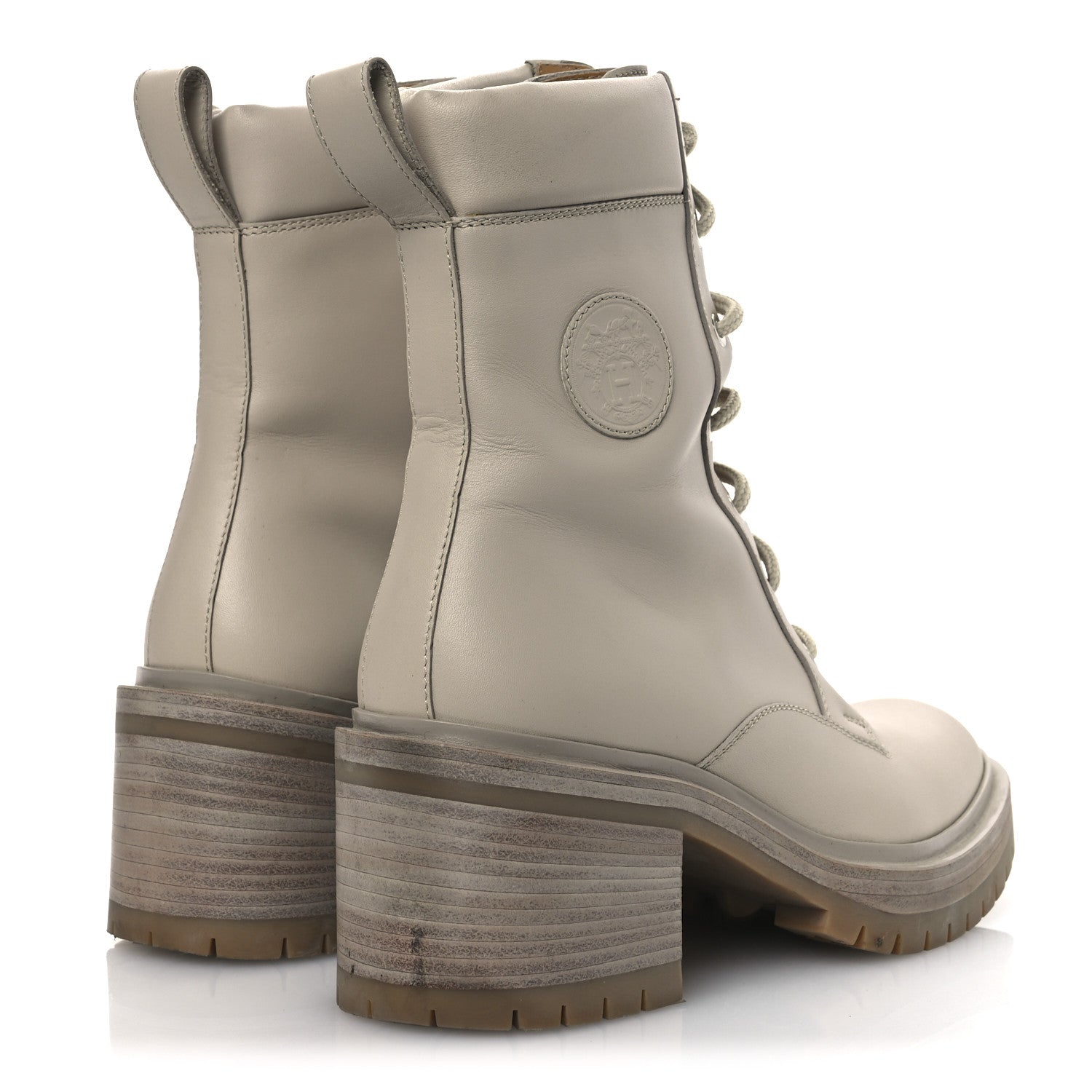 Hermes Calfskin Bridge Ankle Boots 38 Beige Grege 5 of 15