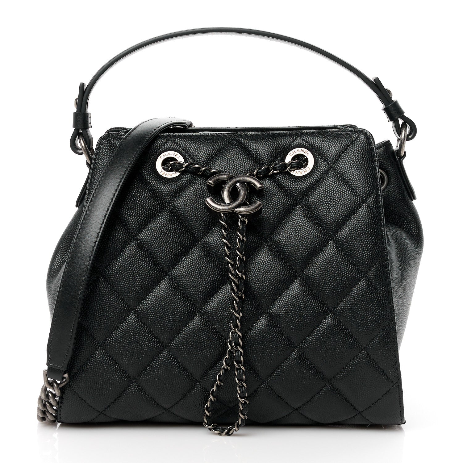 Chanel Caviar Quilted Small CC Bucket Bag Black 1 of 10