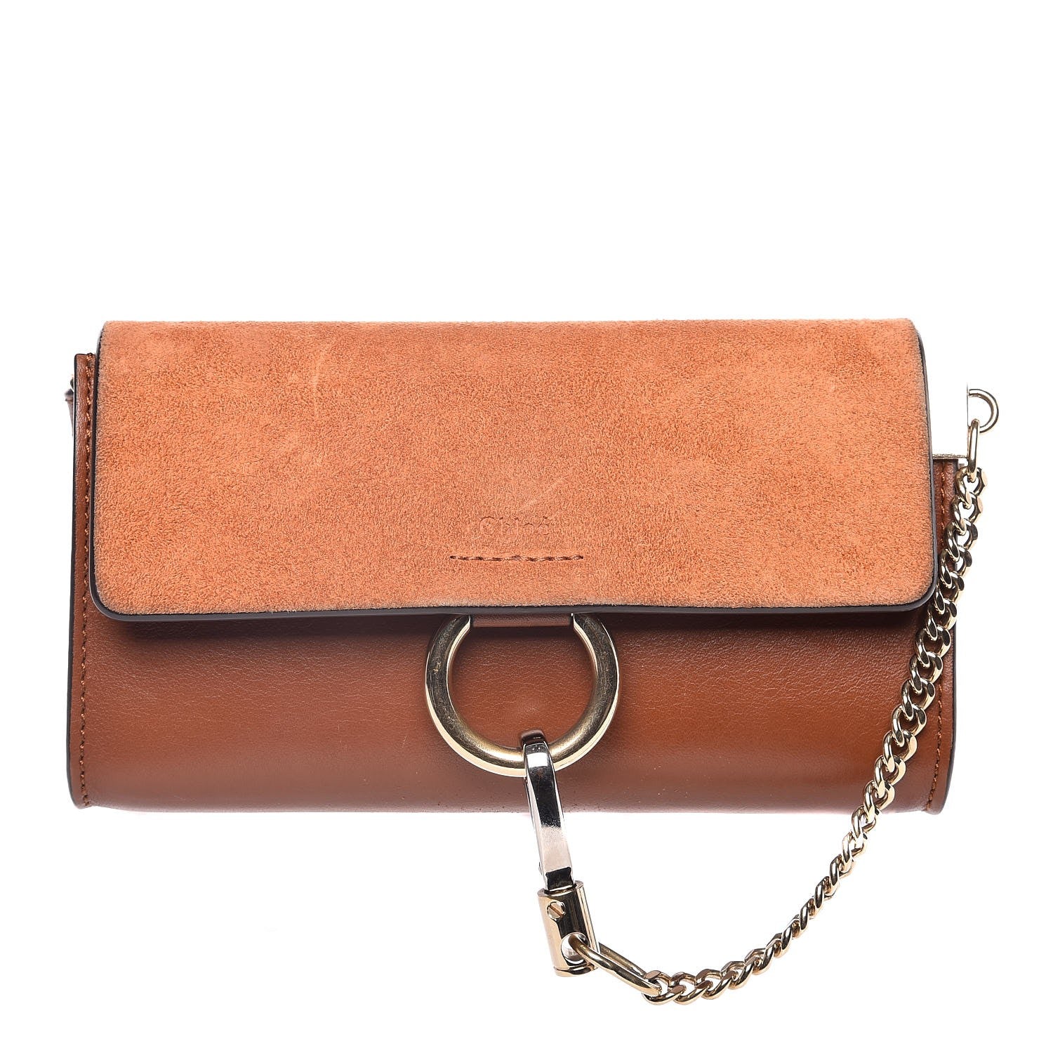 Chloe Suede Calfskin Mini Faye Shoulder Bag Tobacco 1 of 9