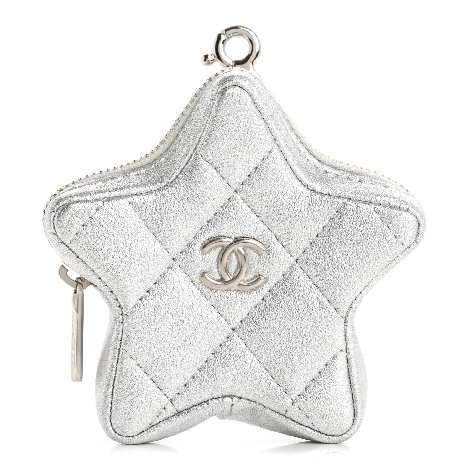 Chanel Metallic Lambskin Walk Of Fame Star Clip On Coin Purse Silver 1 of 7
