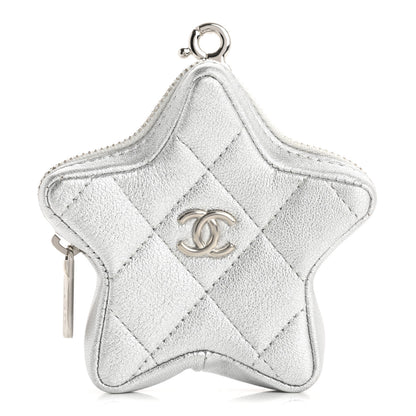 Chanel Metallic Lambskin Walk Of Fame Star Clip On Coin Purse Silver 1 of 7