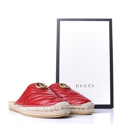 Gucci Nappa Matelasse GG Marmont Espadrille Slippers 40 Hibiscus Red 11 of 11