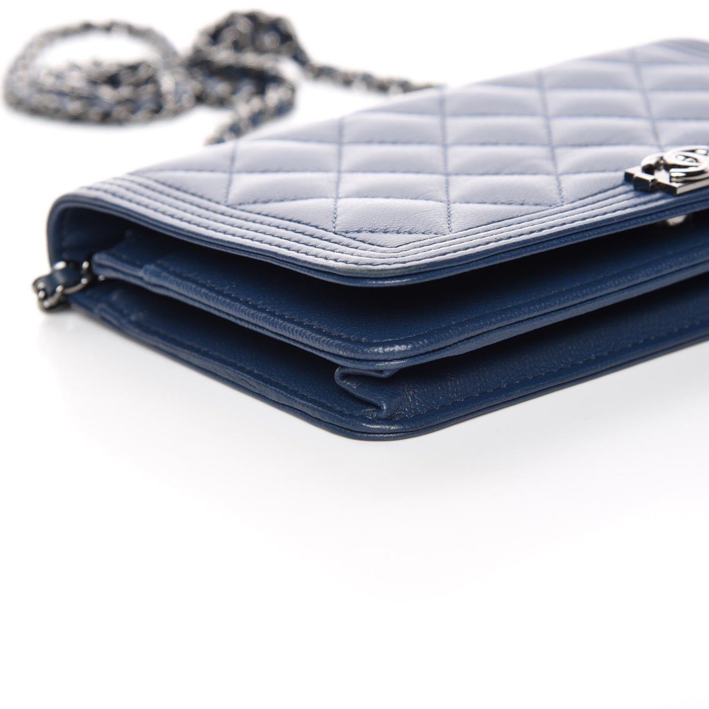 Caviar Quilted Boy Wallet On Chain WOC Blue