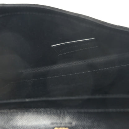 Saint Laurent Grain De Poudre Matelasse Chevron Monogram Envelope Clutch Black 5 of 8