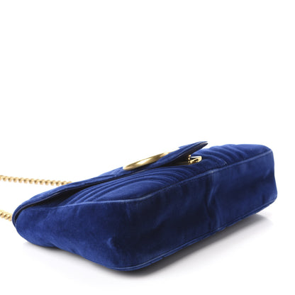 Gucci Velvet Matelasse Medium GG Marmont Shoulder Bag Cobalt Blue 4 of 13