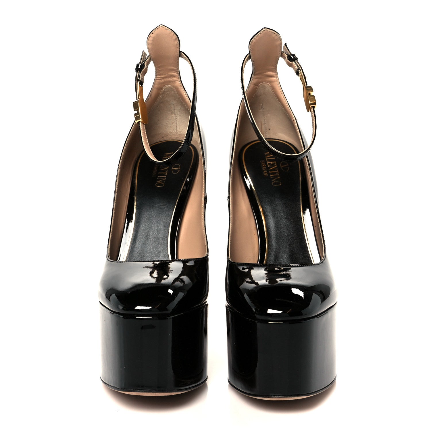 Valentino Garavani Patent Tan-Go 55/155mm Platform Sandals 39.5 Black 3 of 9