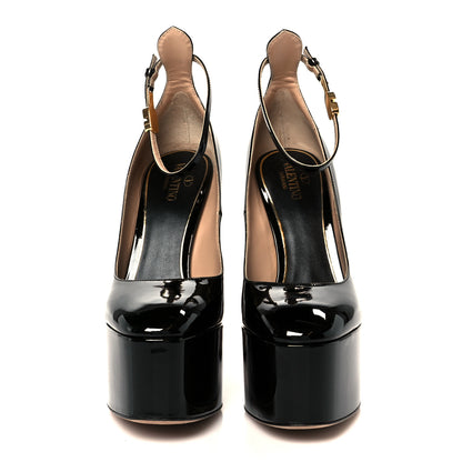 Valentino Garavani Patent Tan-Go 55/155mm Platform Sandals 39.5 Black 3 of 9