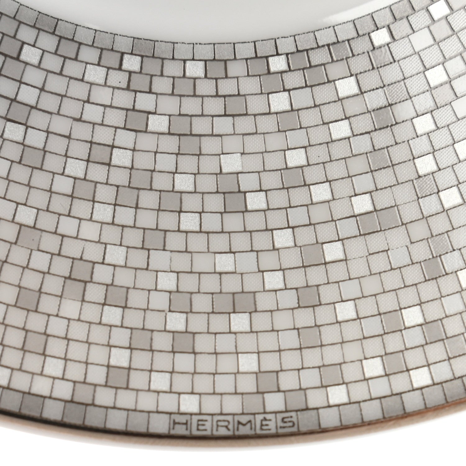 Hermes Porcelain Mosaique Au 24 Platine Tea Cup And Saucer Set Of 2 Platinum 9 of 10