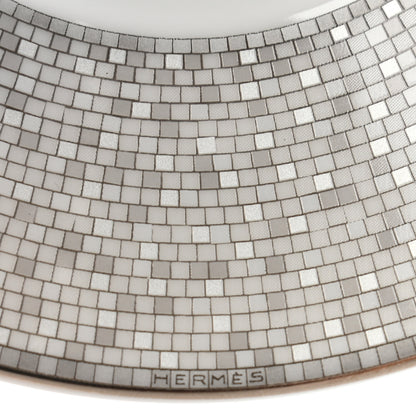 Hermes Porcelain Mosaique Au 24 Platine Tea Cup And Saucer Set Of 2 Platinum 9 of 10