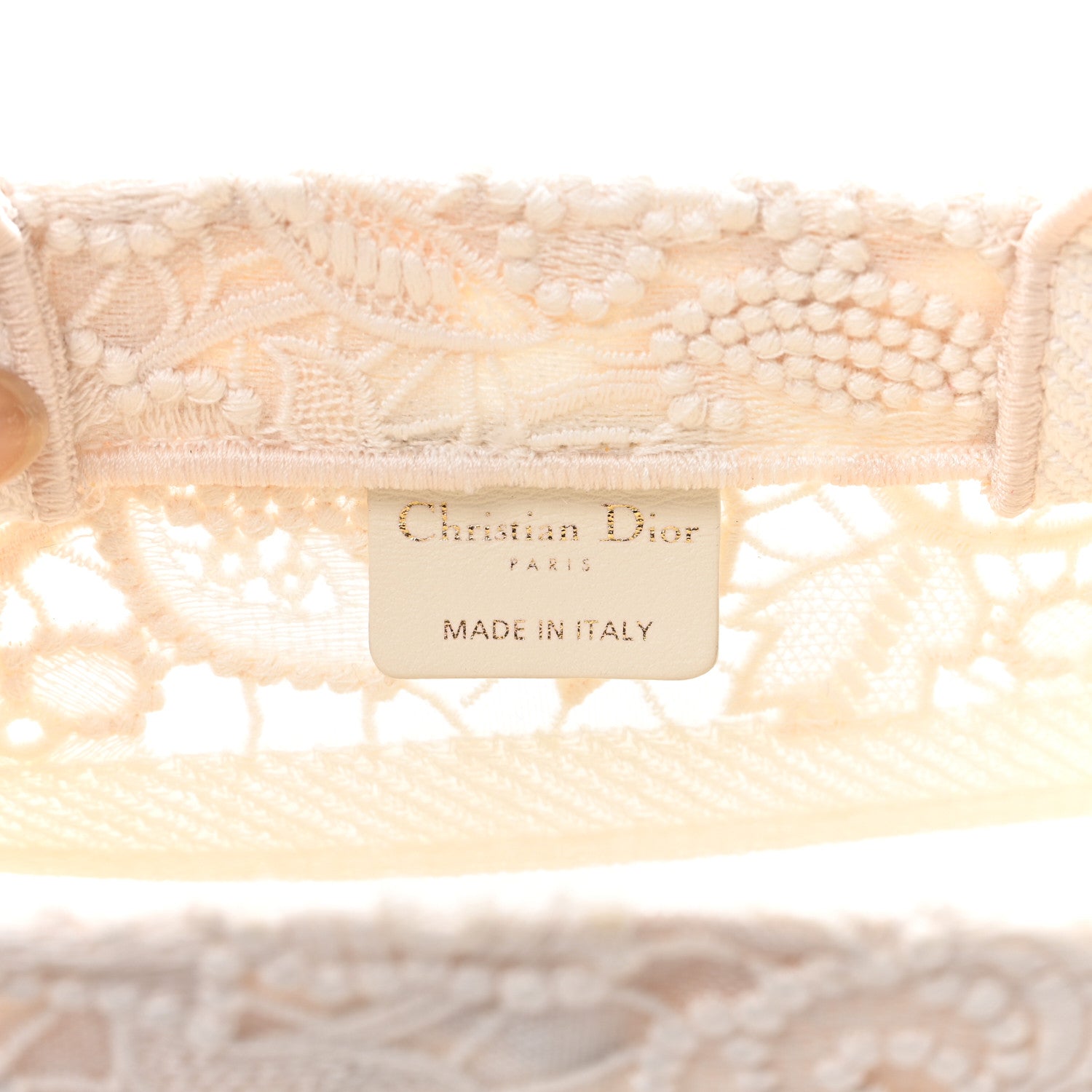 Christian Dior Transparent Embroidered Mesh Macrame Small Book Tote White 6 of 10