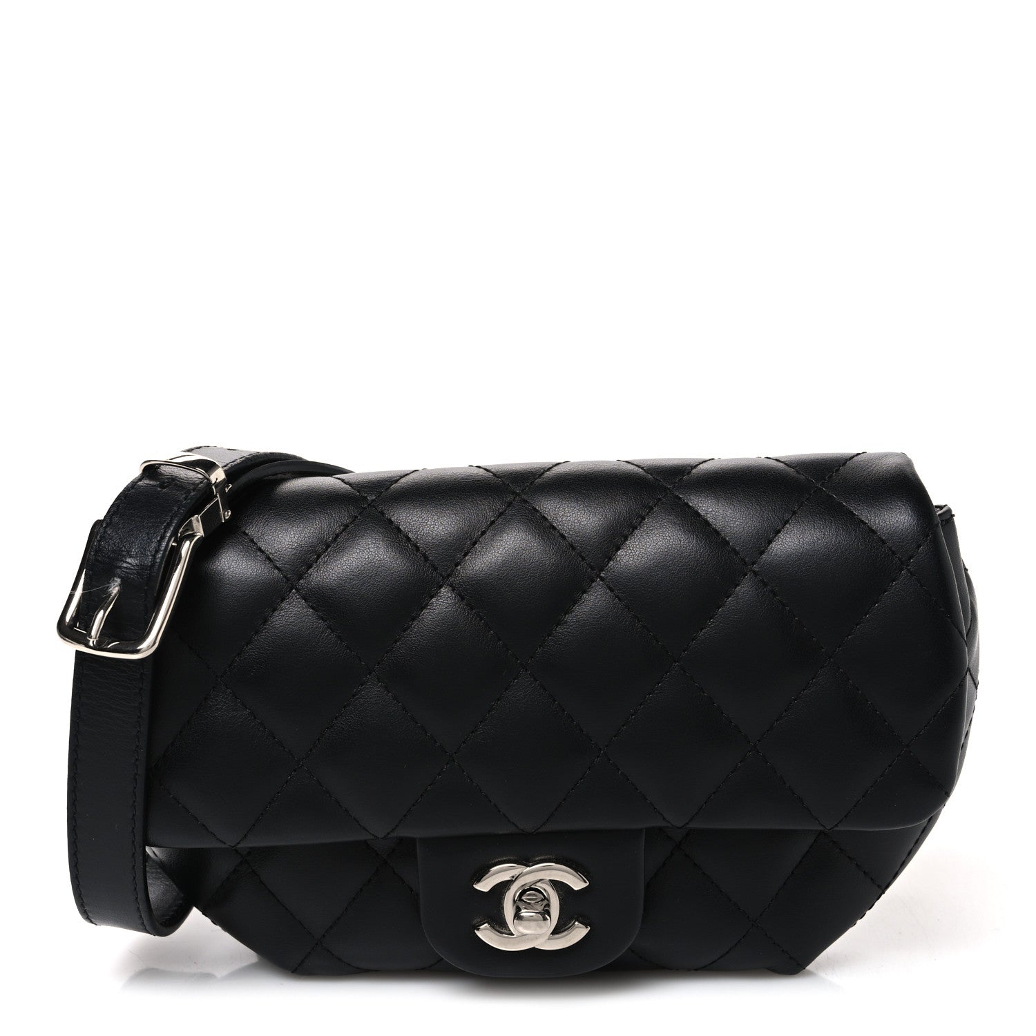 Chanel Calfskin Quilted CC Uniform Flap Belt Bag Black 1 of 11