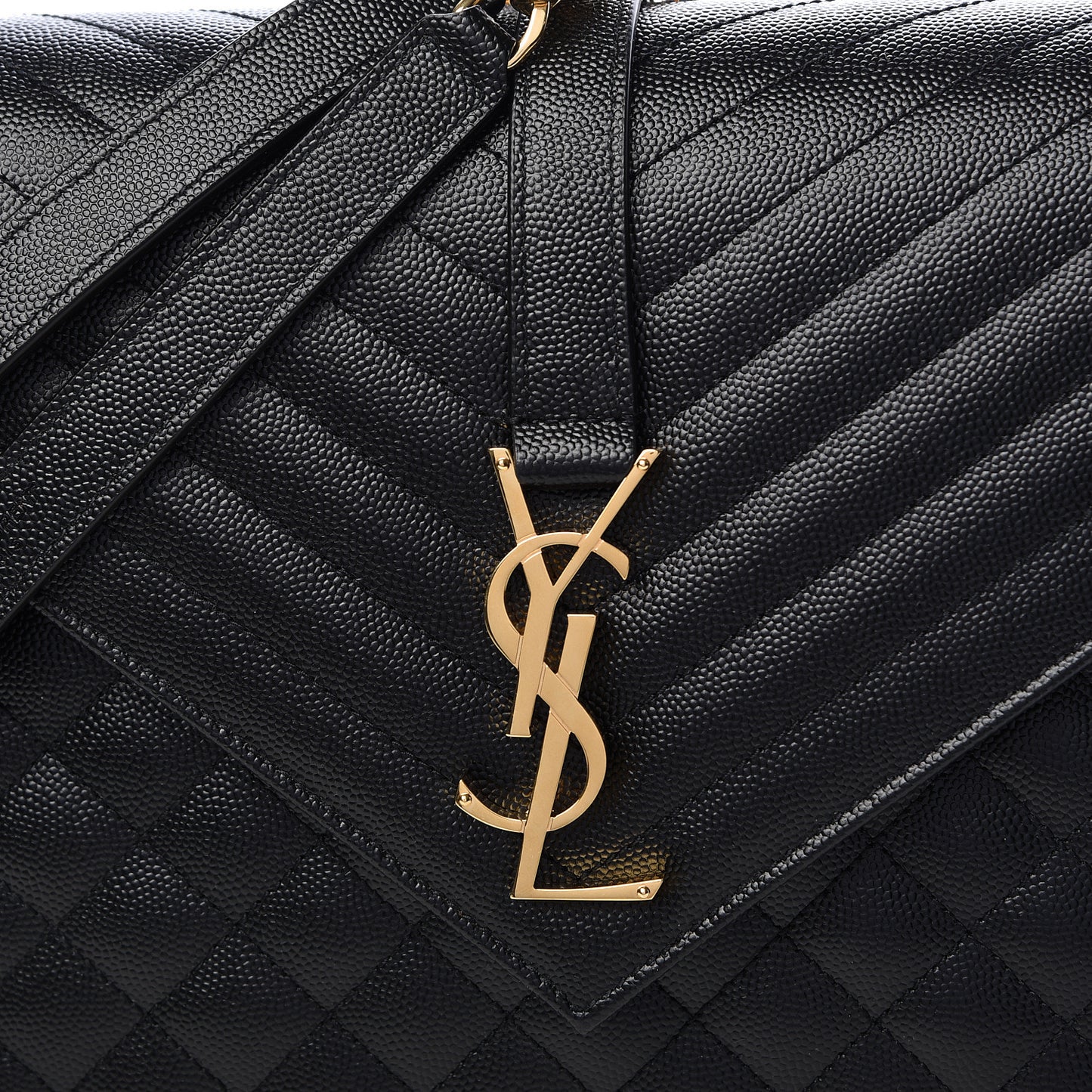 Grain De Poudre Textured Mixed Matelasse Large Triquilt Monogram Satchel Black