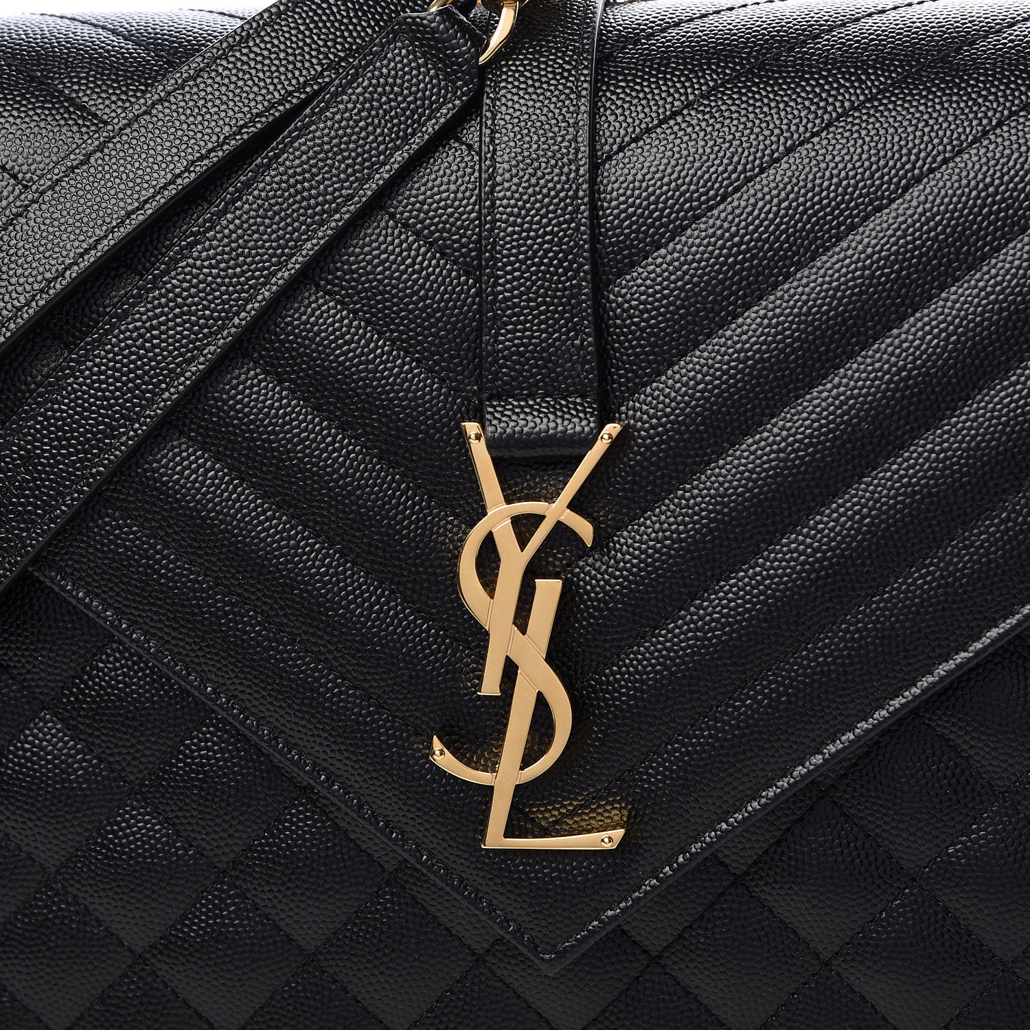 Saint Laurent Grain De Poudre Textured Mixed Matelasse Large Triquilt Monogram Satchel Black 8 of 10
