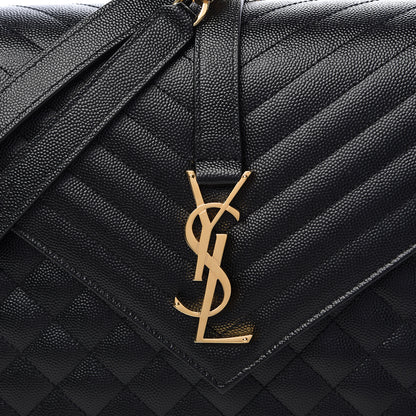 Saint Laurent Grain De Poudre Textured Mixed Matelasse Large Triquilt Monogram Satchel Black 8 of 10