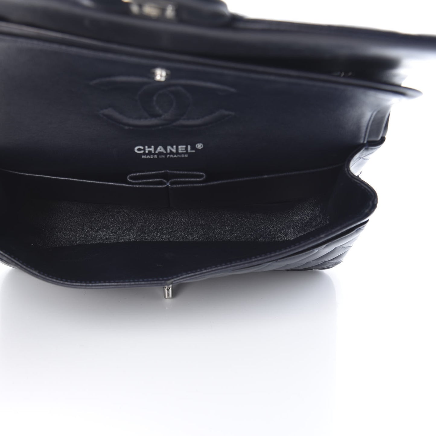 Lambskin Quilted Medium Double Flap Navy