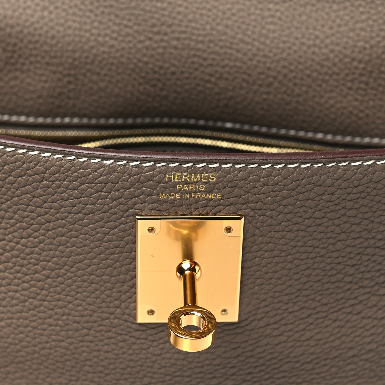 Hermes Taurillon Clemence Kelly Retourne 28 Etoupe 6 of 11