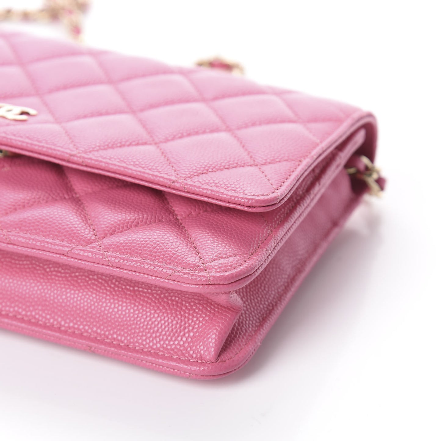 Caviar Quilted Wallet on Chain WOC Pink