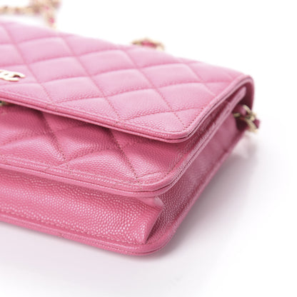 Chanel Caviar Quilted Wallet on Chain WOC Pink 9 of 9