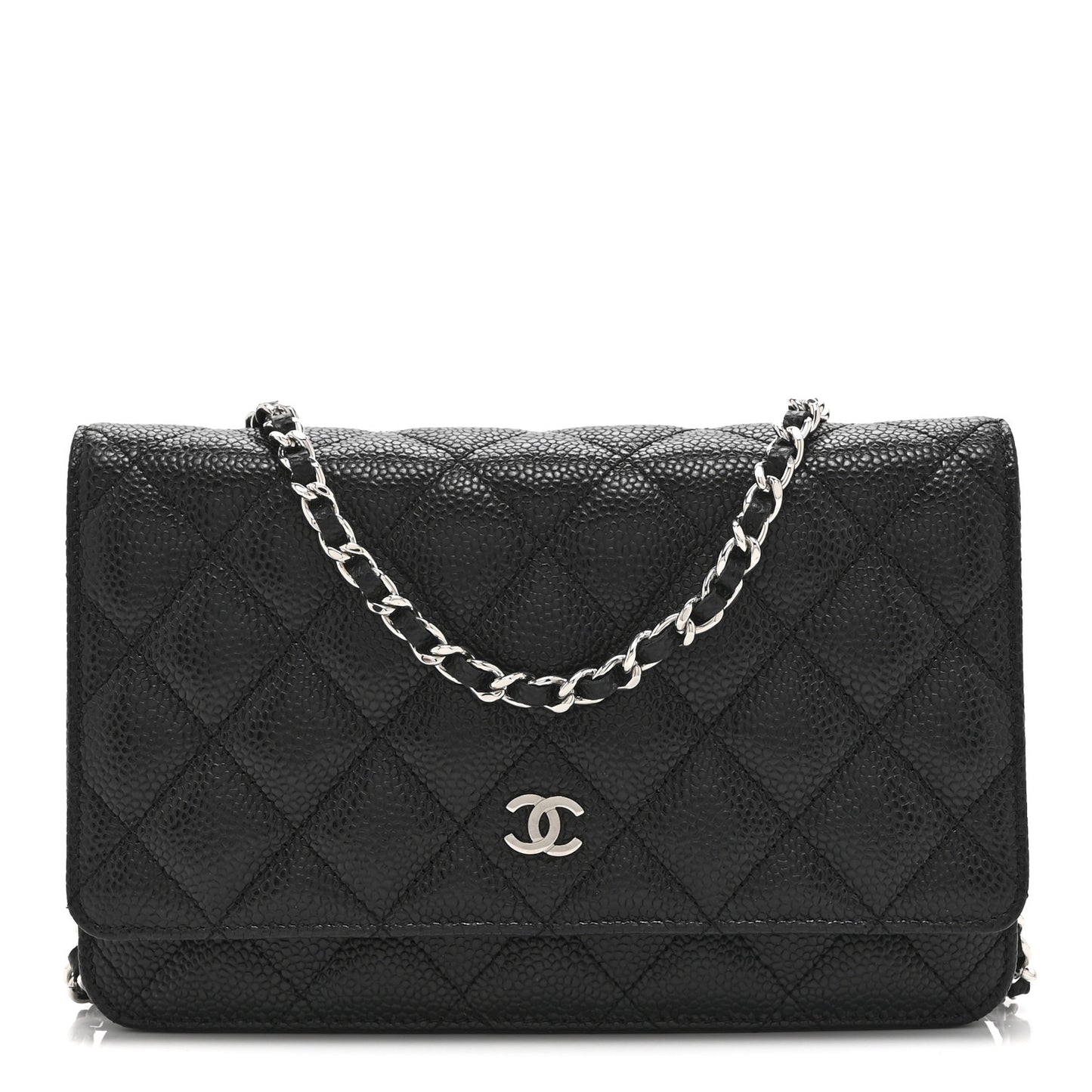 Caviar Quilted Wallet on Chain WOC Black