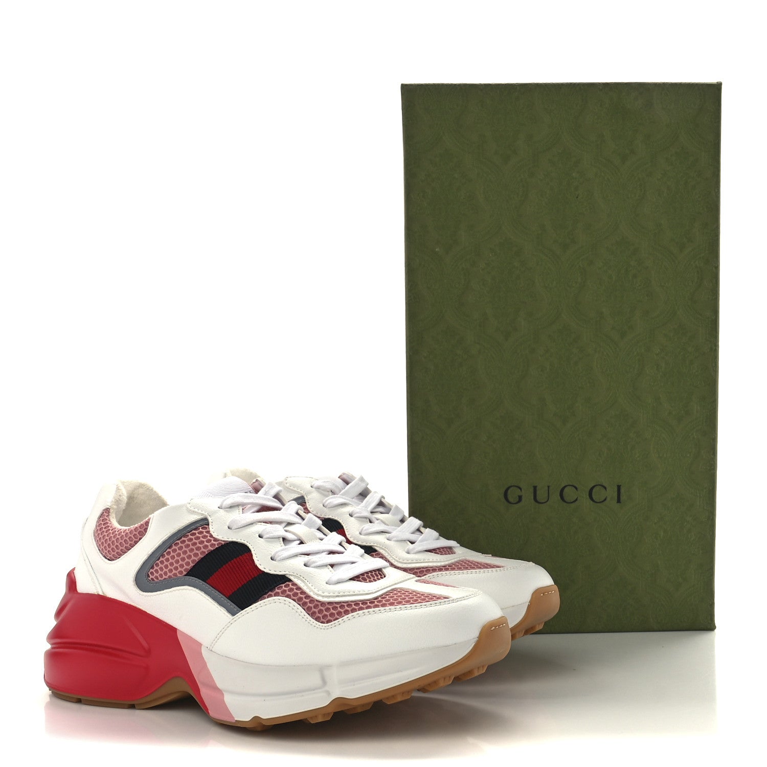 Gucci Lavaredo Eco Fabric Mesh Web Womens Rhyton Reflective Sneakers 39.5 Great White Water Rose Silver 9 of 9