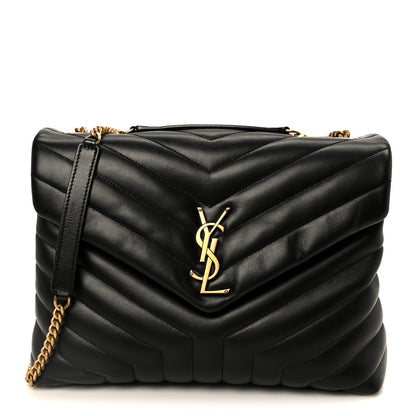 Saint Laurent Calfskin Y Quilted Monogram Medium Loulou Chain Satchel Black 1 of 11