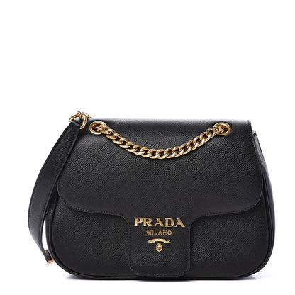 Prada Saffiano Lux Chain Shoulder Bag Black 1 of 11