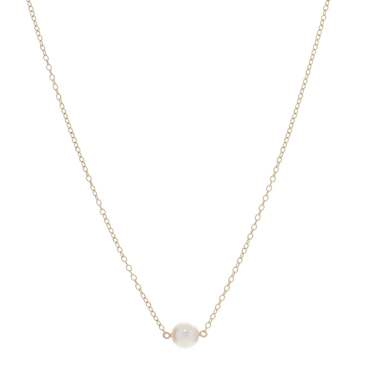 18K Yellow Gold Akoya Pearl 7-7.5mm Single Pendant Necklace