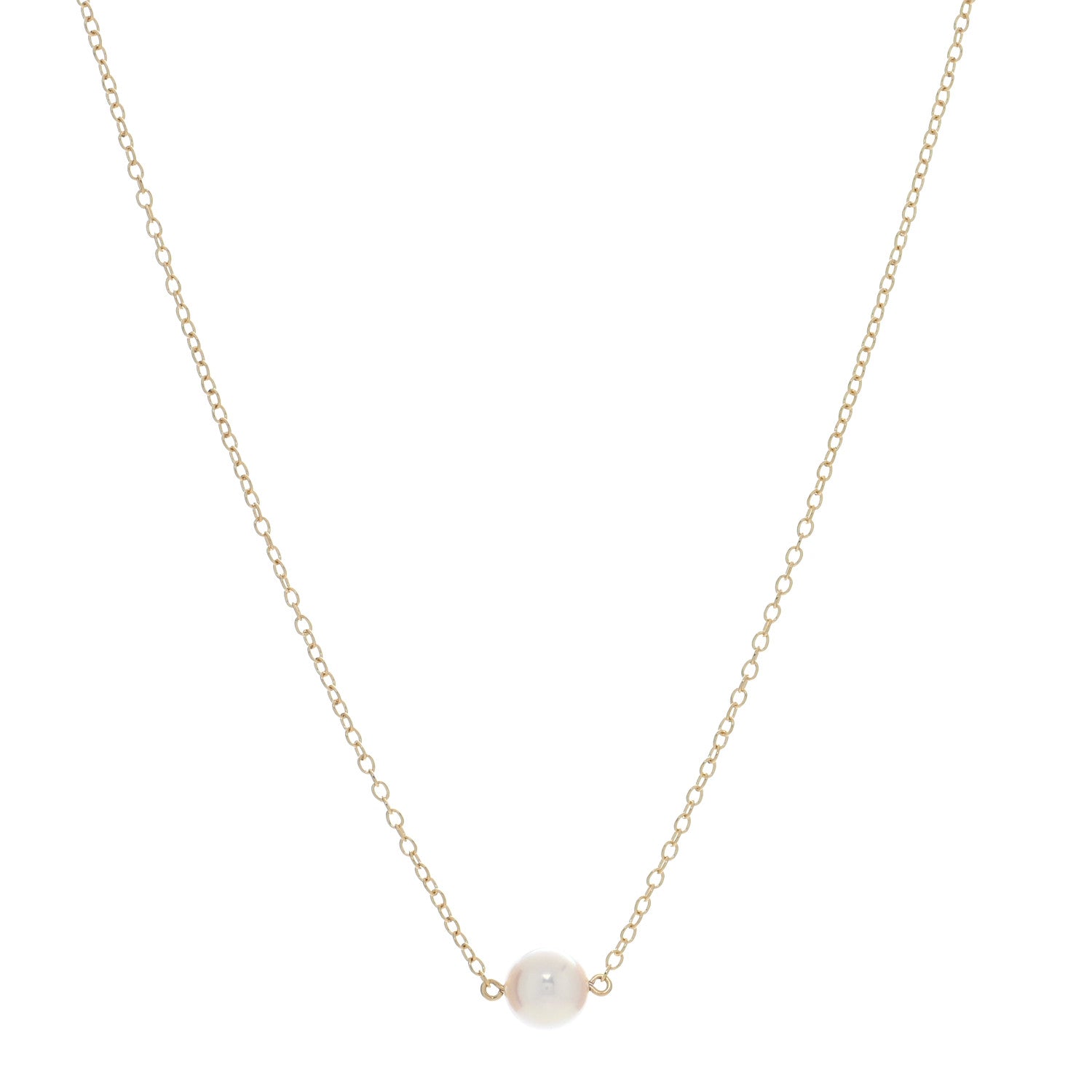 Mikimoto 18K Yellow Gold Akoya Pearl 7-7.5mm Single Pendant Necklace 1 of 5