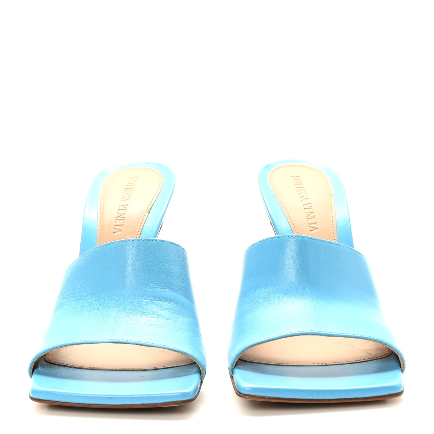 Lambskin Stretch Mule Sandals 38 Sky Blue